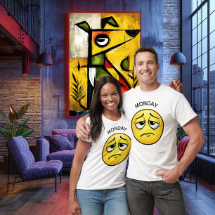 Sad Emoji Monday Mood Minimal Emotional Face T-Shirt