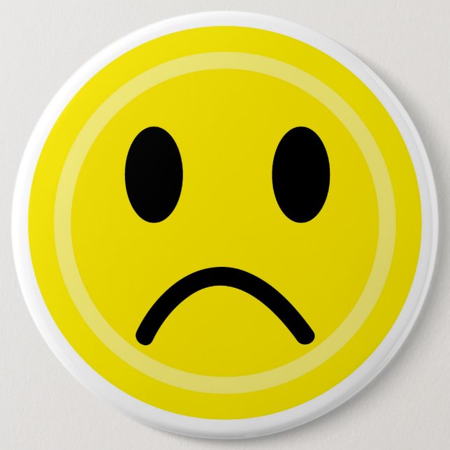 Sad emoticon pinback button (Front)