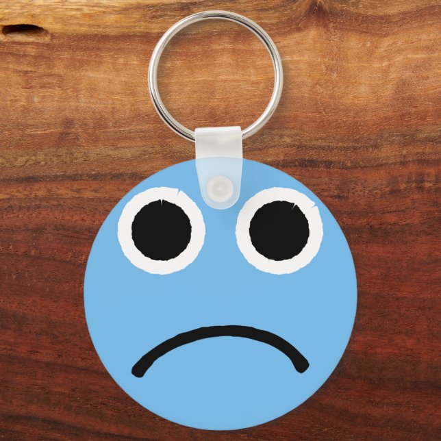 Sad Face Blue Frowning Emoticon Emoji Keychain Zazzle