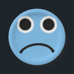 Sad Face Blue Frowning Emoticon Emoji Paper Plates<br><div class="desc">These cute paper plates make the perfect party supplies for emoji themed birthday parties. Features a hand-drawn style illustration of a blue sad face emoji or emoticon with big google eyes and a frown.</div>