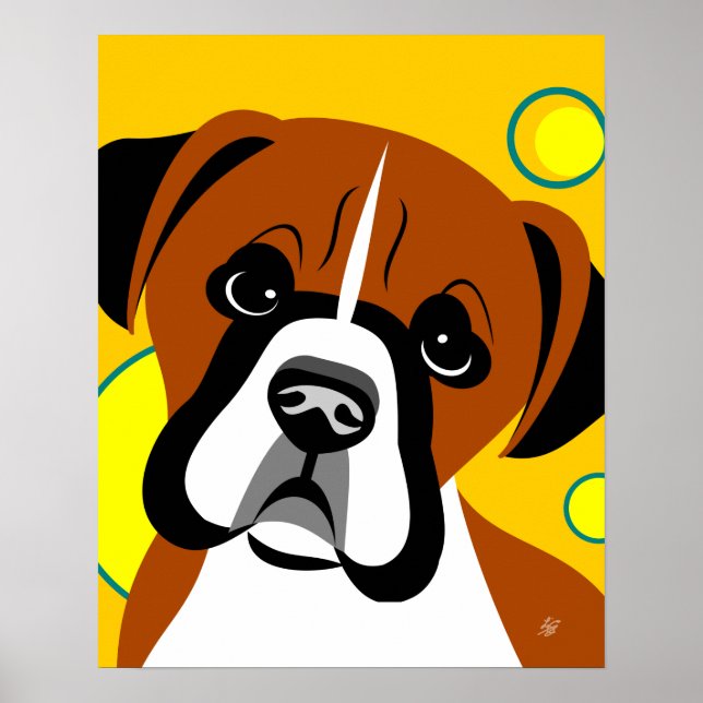 Sad face Boxer Dog Art Poster (Front)