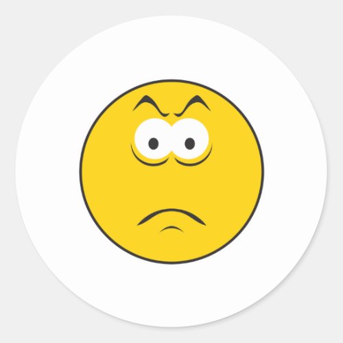 Sad Face Classic Round Sticker