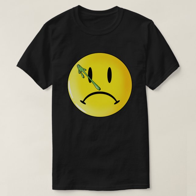 Sad Face Comic Book Symbol Parody Design T-Shirt (Design Front)