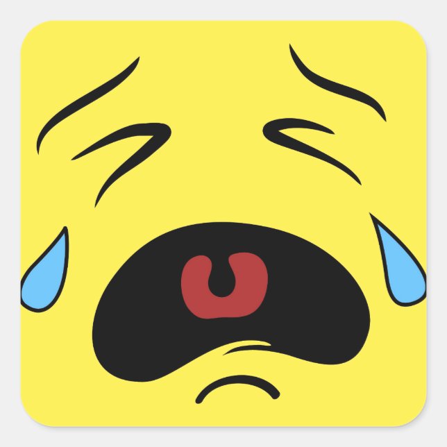 Sad Face Emoji Square Sticker (Front)