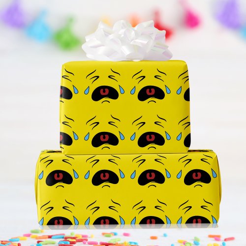 Sad Face Emoji Wrapping Paper