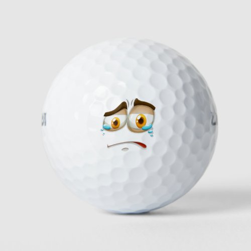 Sad face expression golf balls