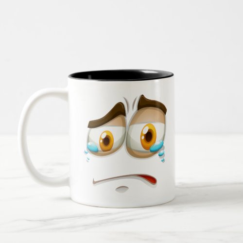 Sad face expression Two_Tone coffee mug