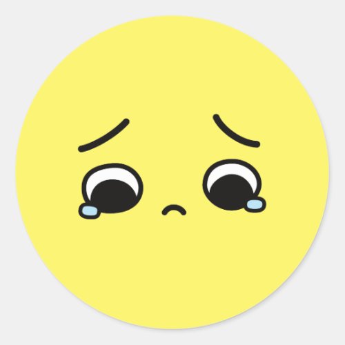 Sad Face Feeling Down Emoji Yellow Classic Round Sticker
