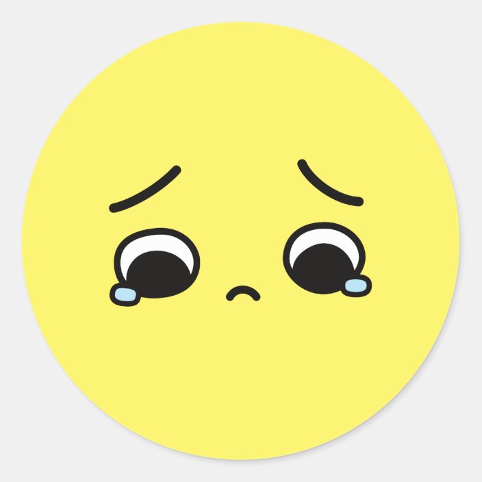 Sad Face Feeling Down Emoji Yellow Classic Round Sticker 