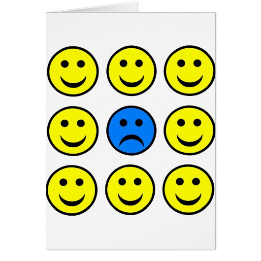 Sad Face in a Crowd of Happy Cards (Front)