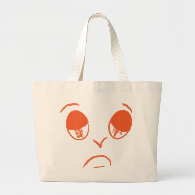 Sad face large tote bag (Front)