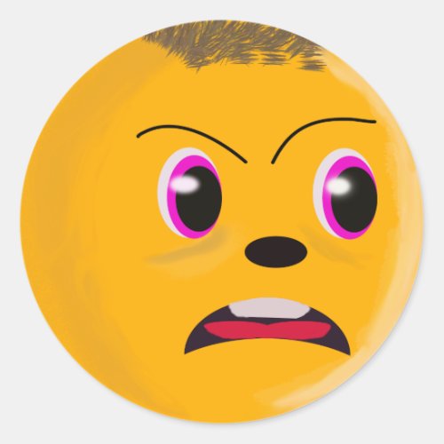 Sad Face Male Golden Colored Sticker