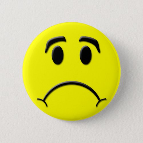 Sad face pinback button