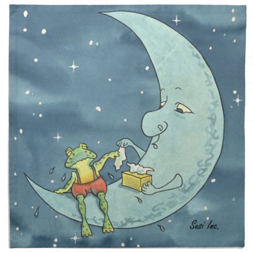 Sad Frog on Moon Cloth Napkin