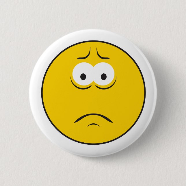 Sad Frowning Face Pinback Button (Front)