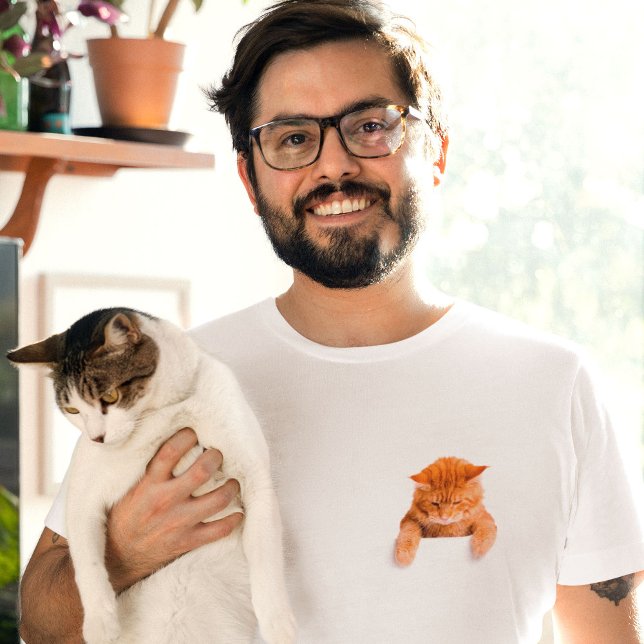 Sad Ginger Cat Kitty Pocket T-Shirt (Cat)