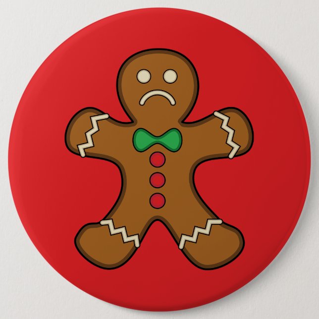 Sad Gingerbread Man Button (Front)