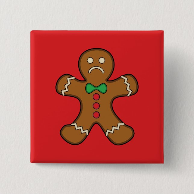 Sad Gingerbread Man Button (Front)