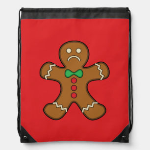 Sad Gingerbread Man Drawstring Bag