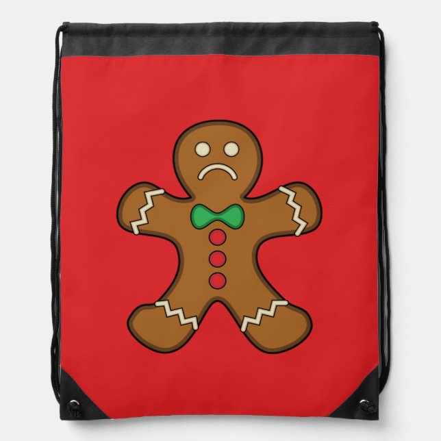 Sad Gingerbread Man Drawstring Bag (Front)