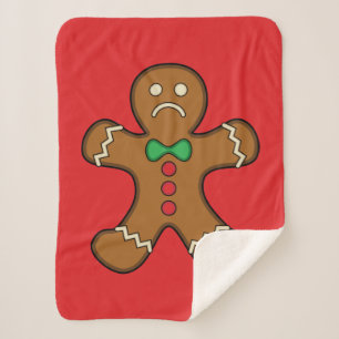 Sad Gingerbread Man Sherpa Blanket