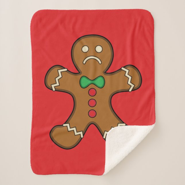 Sad Gingerbread Man Sherpa Blanket (Front)