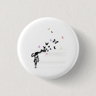 Sad girl and butterfly button
