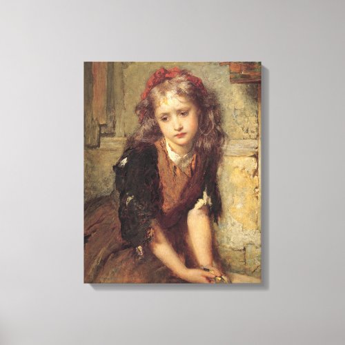 Sad Girl and Dead Goldfinch Bird Pet Remembrance Canvas Print