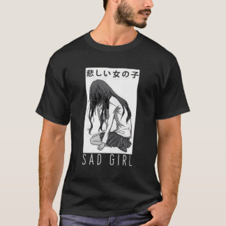 Sad Girl Anime Aesthetic Vaporwave Japanese Otaku T-Shirt