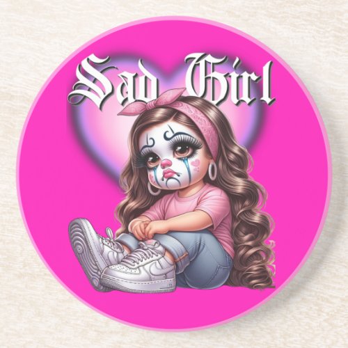 sad girl Graphic Design Coaster
