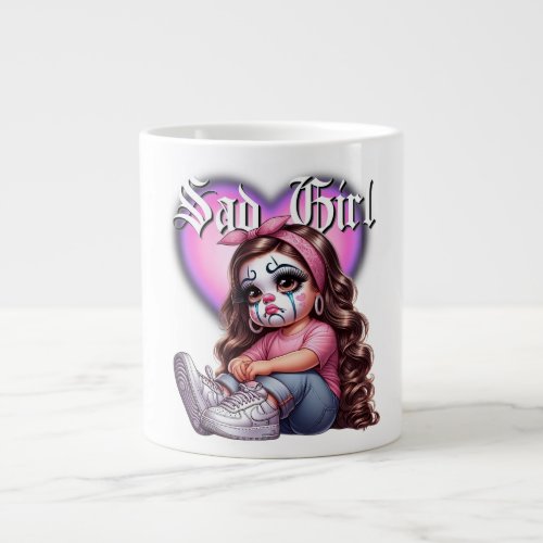 sad girl Graphic Design Giant Coffee Mug