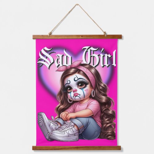 sad girl Graphic Design Hanging Tapestry