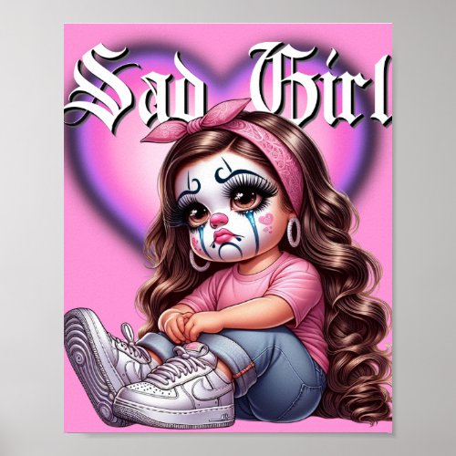 sad girl Graphic Design Poster