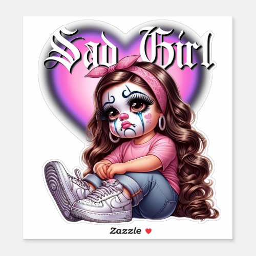 sad girl Graphic Design Sticker