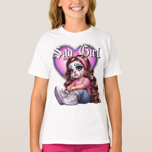 sad girl Graphic Design T_Shirt