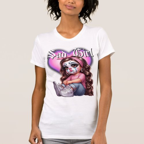 sad girl Graphic Design T_Shirt