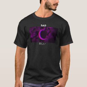Sad Girl Purple Moon Vaporwave Aesthetic Goth T-Shirt
