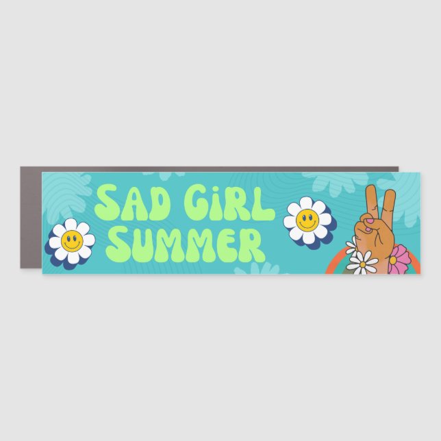 Sad Girl Summer Funny Humor Meme Retro Car Magnet (Front)