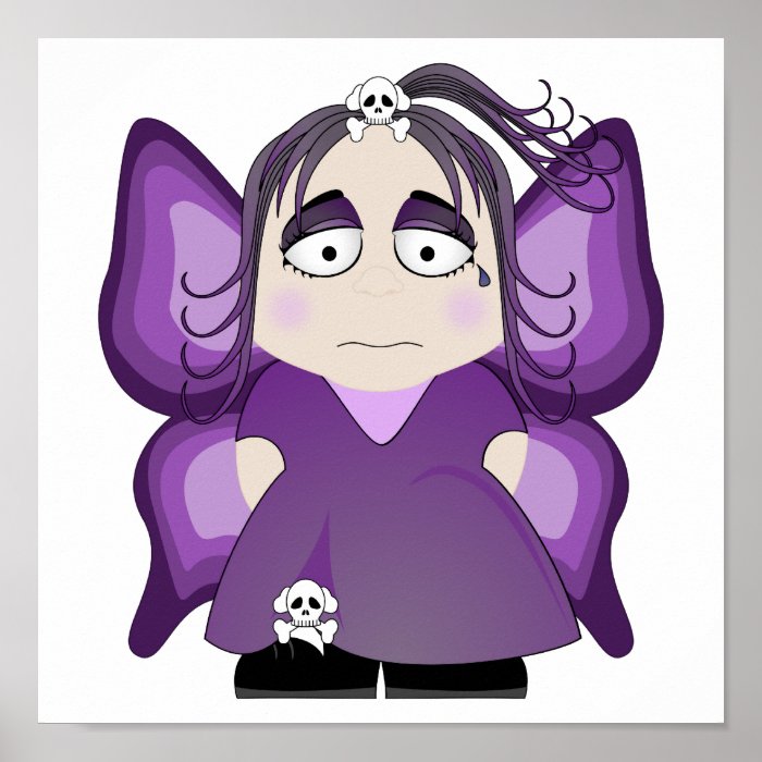 Sad Gothic Fairy In Purple Print