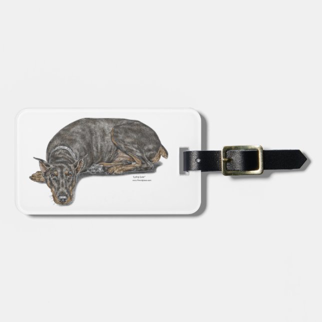 Sad Guilty Looking Doberman Luggage Tag (Front Horizontal)