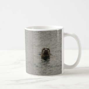 Sad Harbour Seal in the Rain Wildlife Art Coffee Mug
