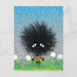 sad hedgehog postcard