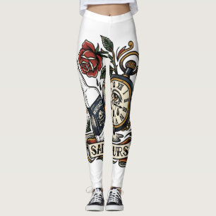 Sad Hours 3am Crying Clock Tattoo Flash Vintage Me Leggings