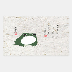 Sad Japanese Frog Toad 19th Century Rectangular Sticker