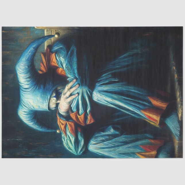 Sad Jester In Blue and Orange Tissue Paper (Front)