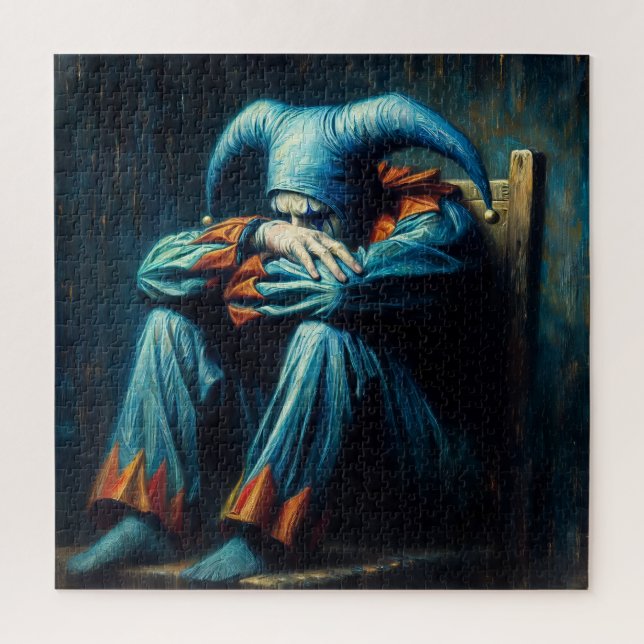 Sad Jester Sitting In Chair Jigsaw Puzzle (Vertical)