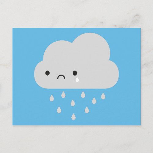 Sad Kawaii Rain Cloud Postcard