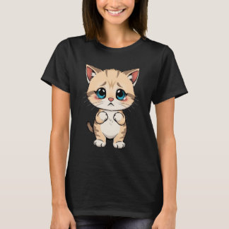 Sad Kitten Meme Standing Cat Silly Funny Cat Lover T-Shirt