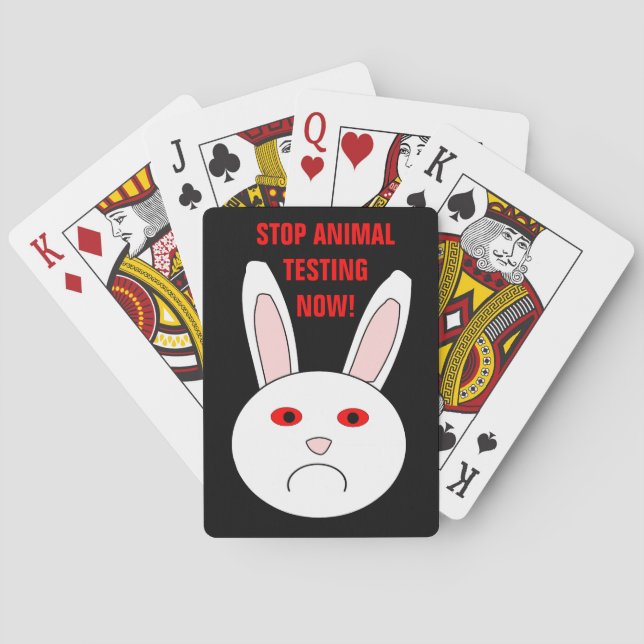 Sad Lab Rabbit Animal Testing Playing Cards (Back)