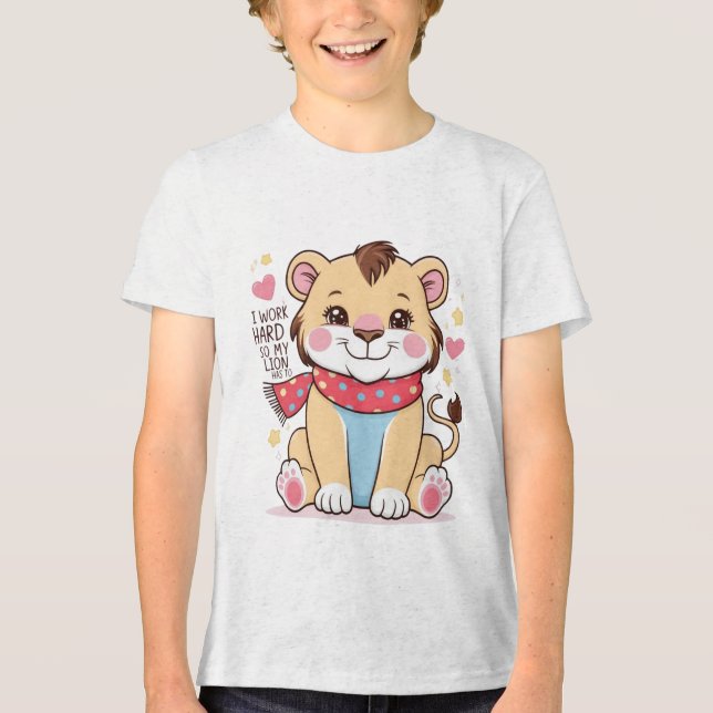 Sad Lion Cub – Soft Pastel Crying Lion T-Shirt Tri-Blend Shirt (Front)